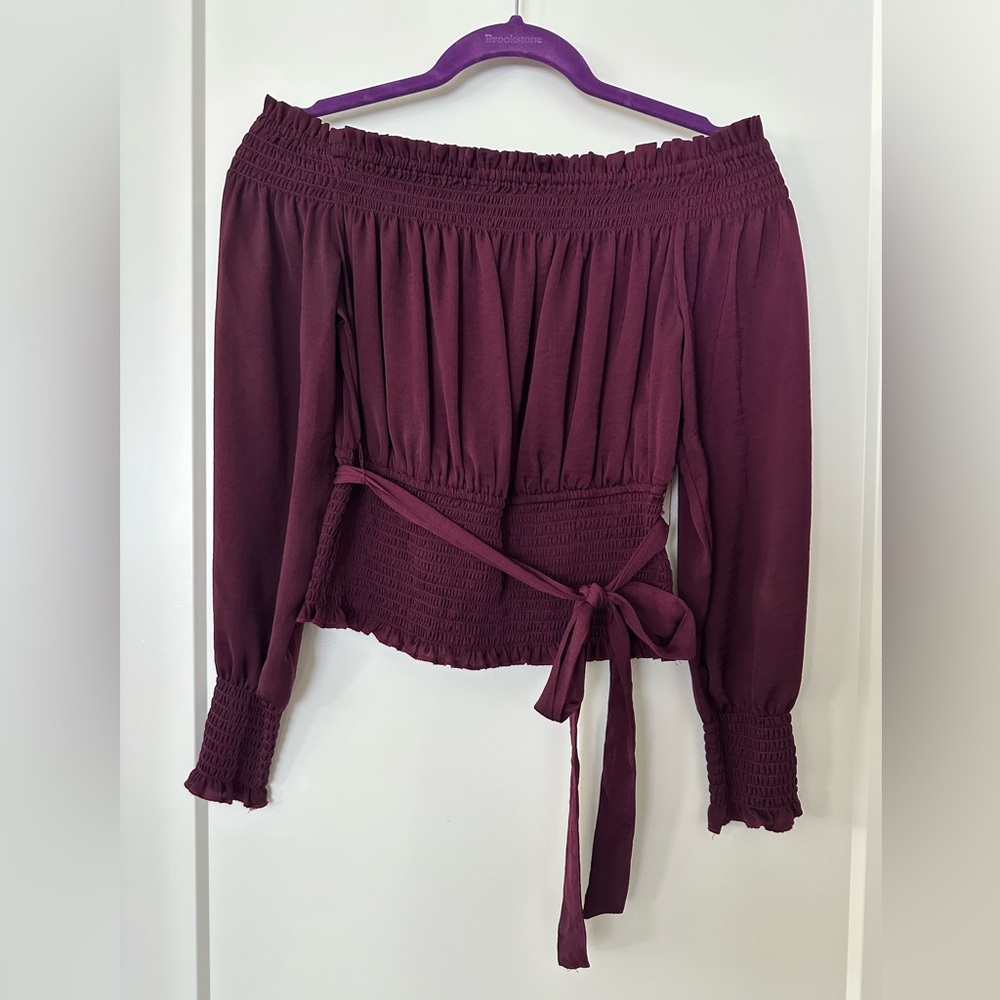 Elegant Burgundy Off-Shoulder Top